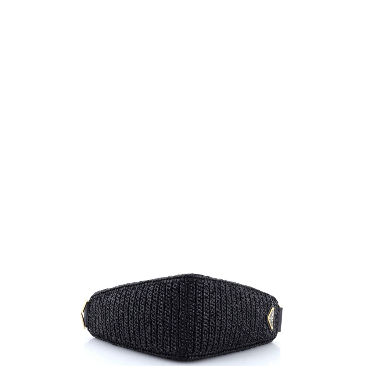 Triangle Logo Zip Crossbody Bag Crochet Raffia Small