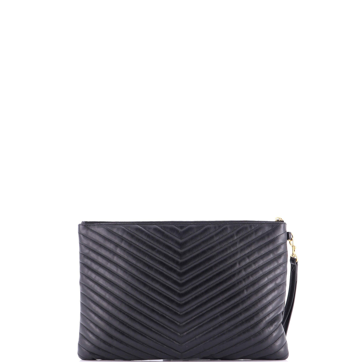 Classic Monogram Wristlet Pouch Matelasse Chevron Leather Large