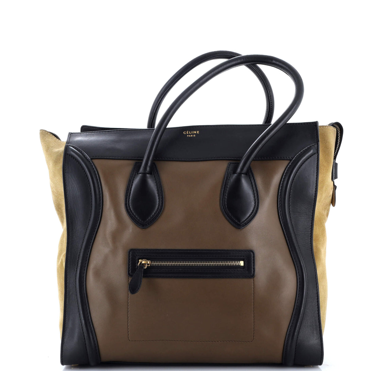 Tricolor Luggage Bag Leather Medium