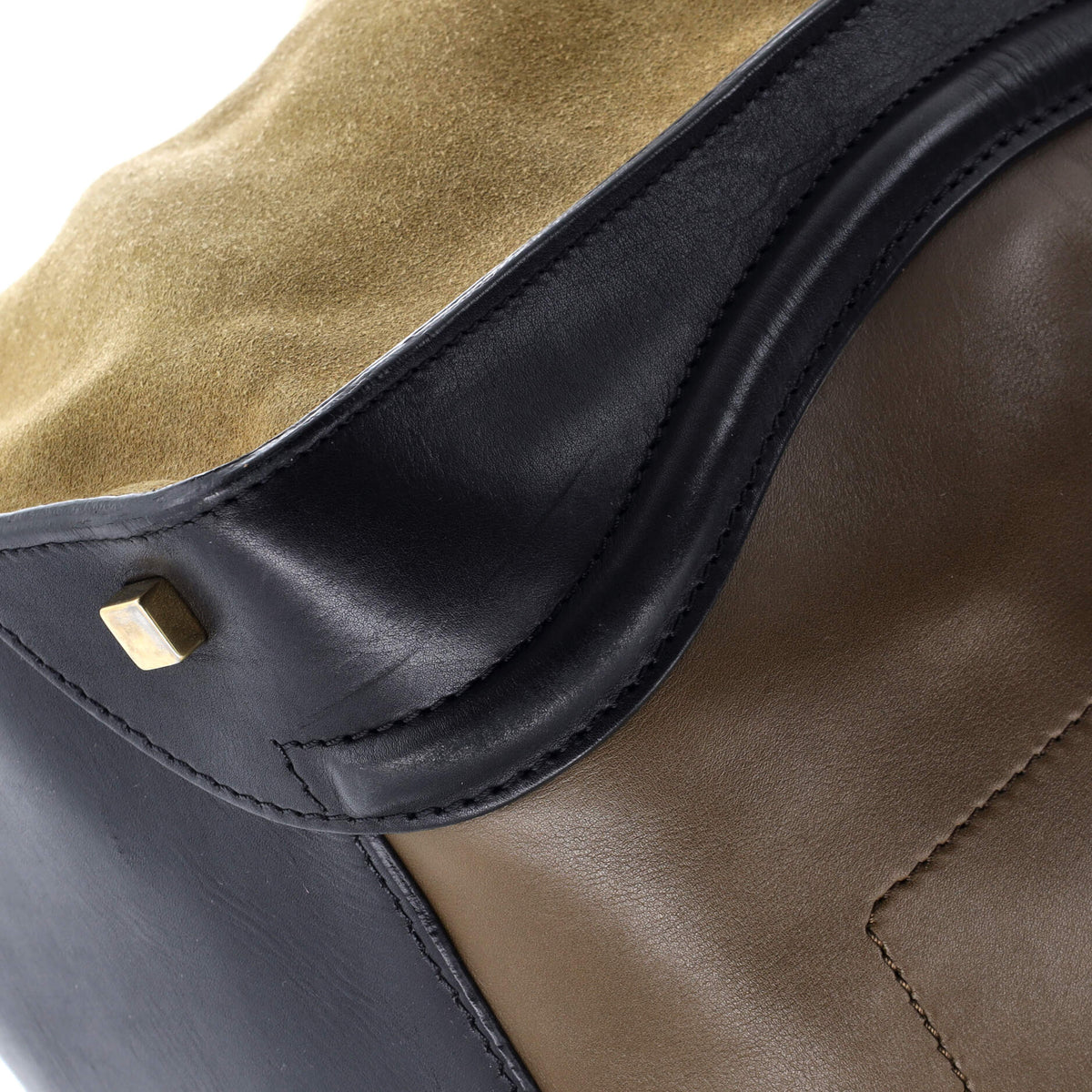 Tricolor Luggage Bag Leather Medium