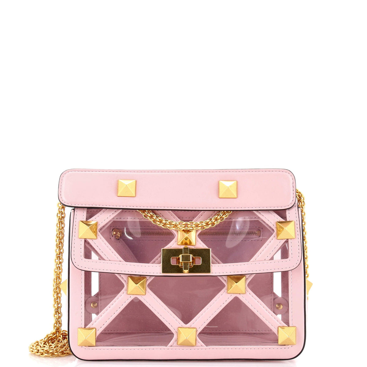 Roman Stud Flap Bag Quilted PVC with Leather Medium