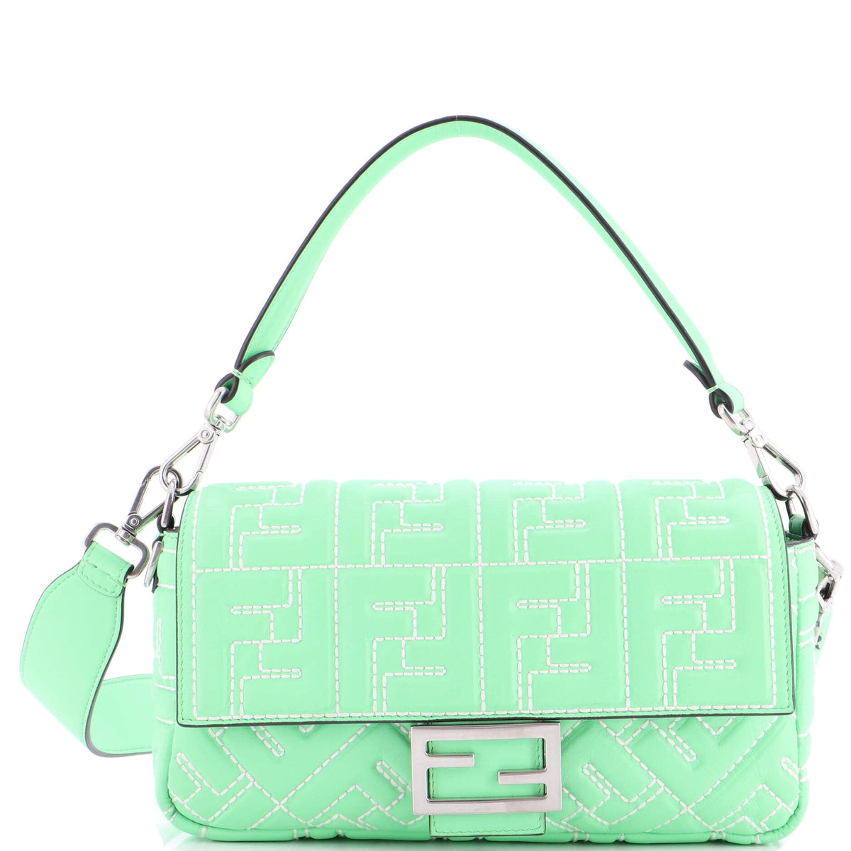 Baguette NM Bag Zucca Stitched Embossed Leather Medium
