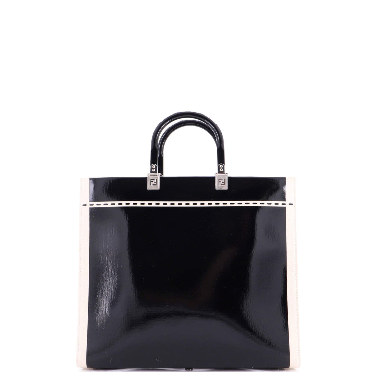 Sunshine Shopper Tote Patent with Canvas Medium