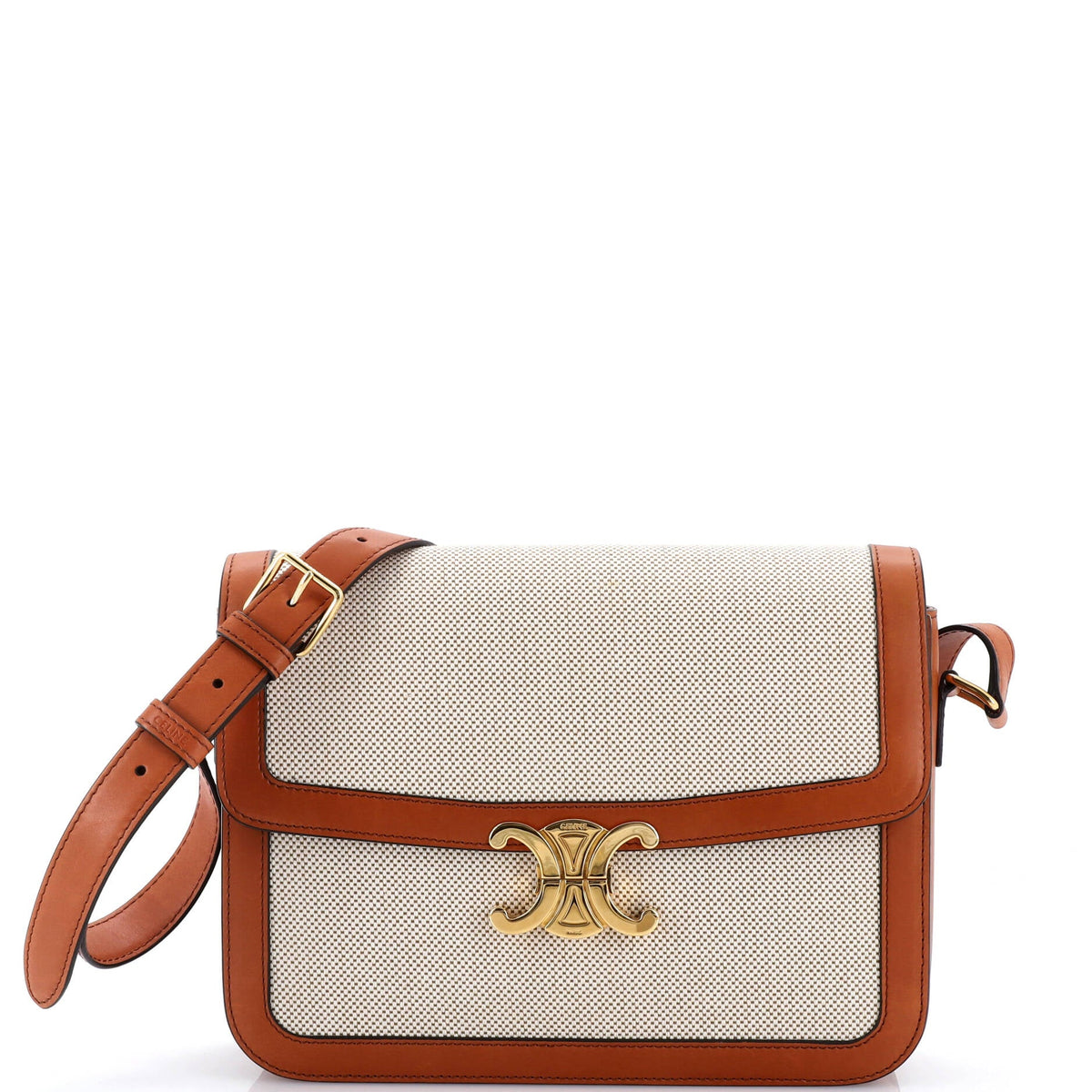 Triomphe Shoulder Bag Canvas with Leather Medium