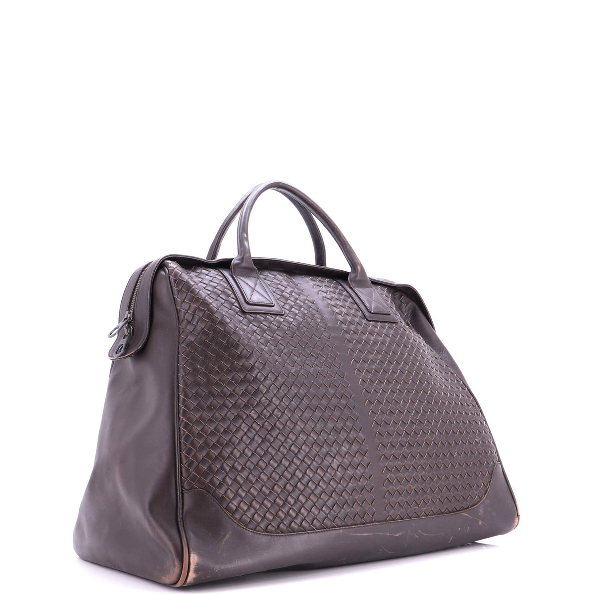 Convertible Zip Duffle Bag Intrecciato Leather Large