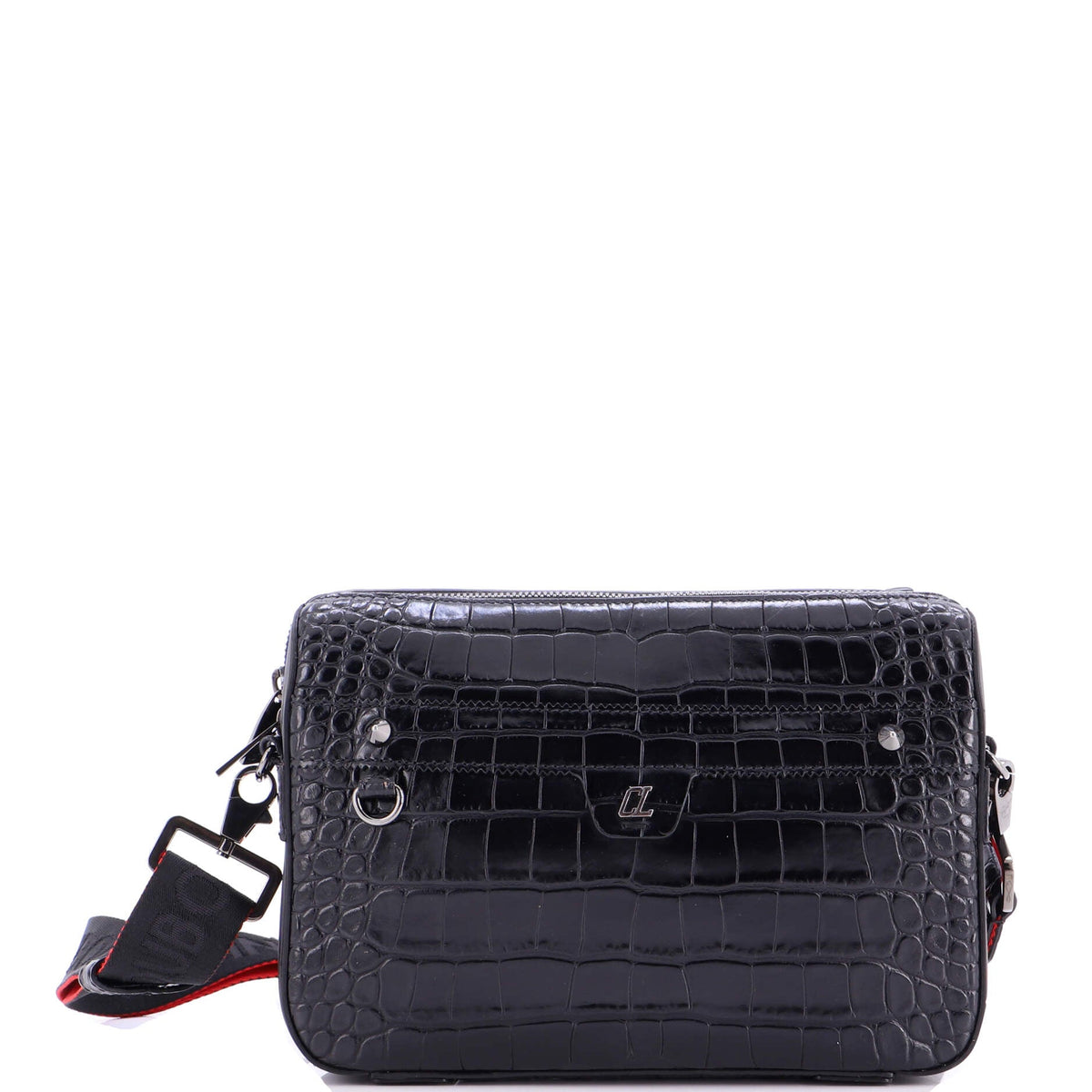 Ruisbuddy Messenger Bag Crocodile Embossed Leather Small