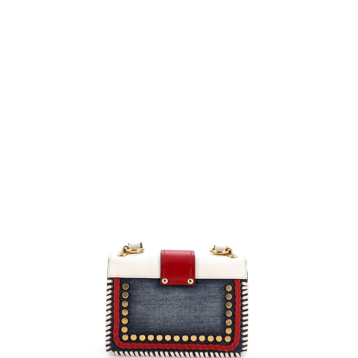 Cahier Crossbody Bag Embellished Denim and Leather Small