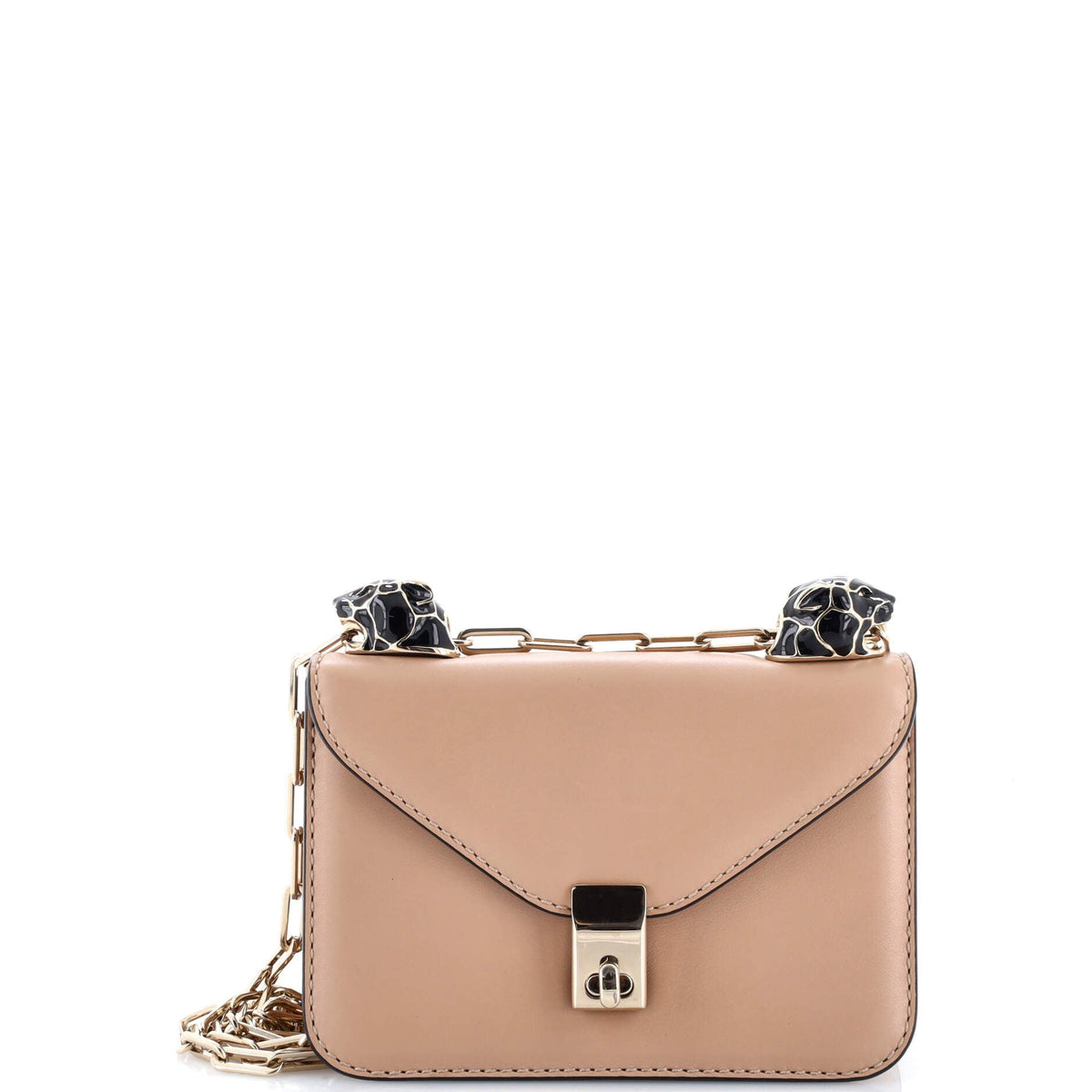 Panther Chain Flap Shoulder Bag Leather Small