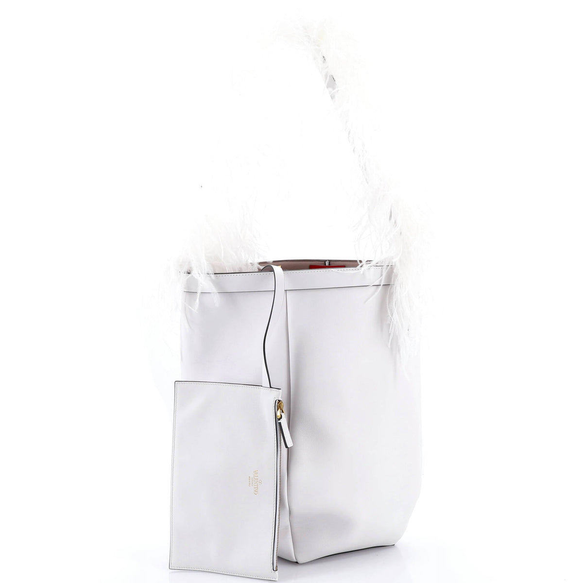 By Your Side Bucket Bag Leather with Feathers Medium