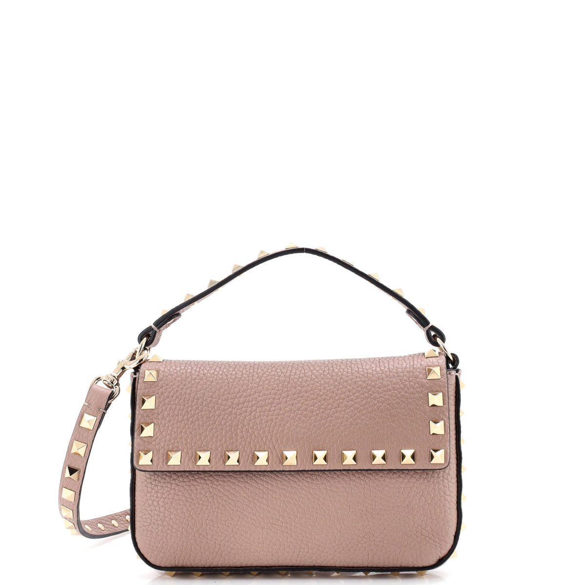 Rockstud Top Handle Crossbody Pouch Leather Mini