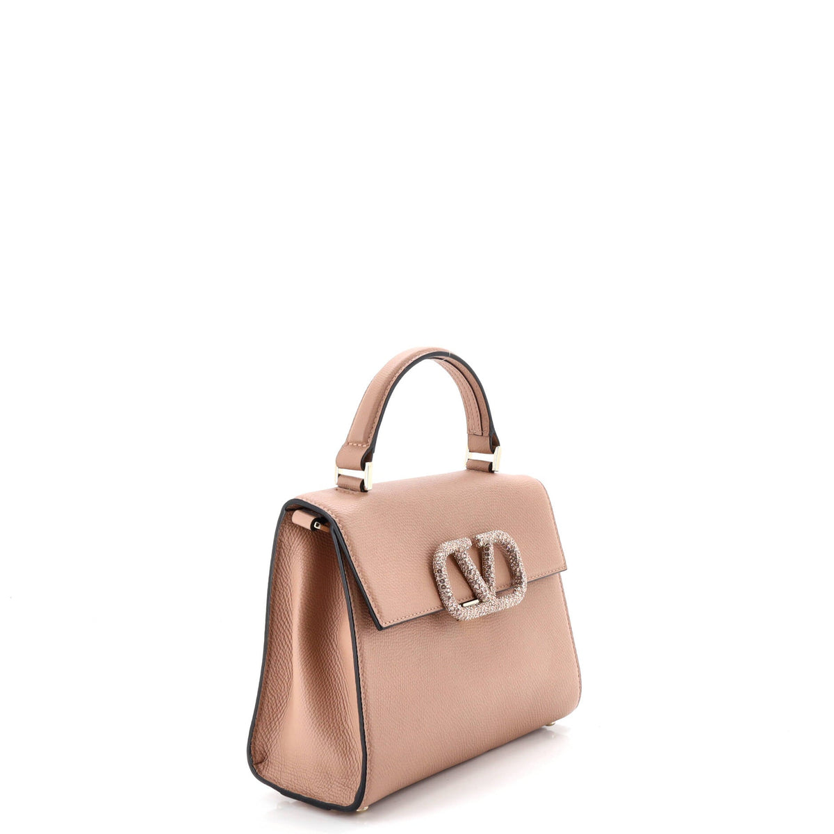 VSling Top Handle Bag Leather with Crystal Detail Small