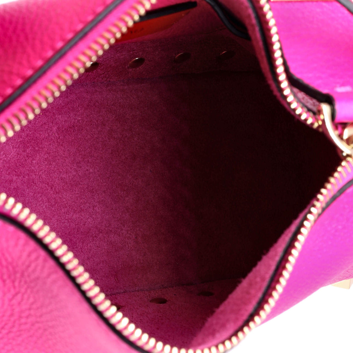 Rockstud Flip Lock Zipped Handle Crossbody Bag Grainy Leather Small
