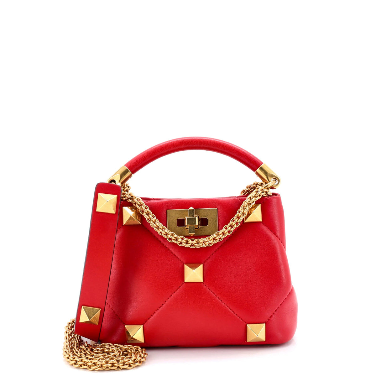 Roman Stud Top Handle Bag Quilted Leather Mini