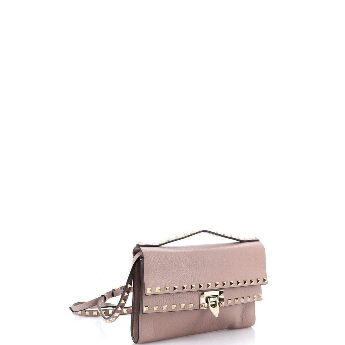 Rockstud Flip Lock Double Flap Crossbody Bag Leather Small