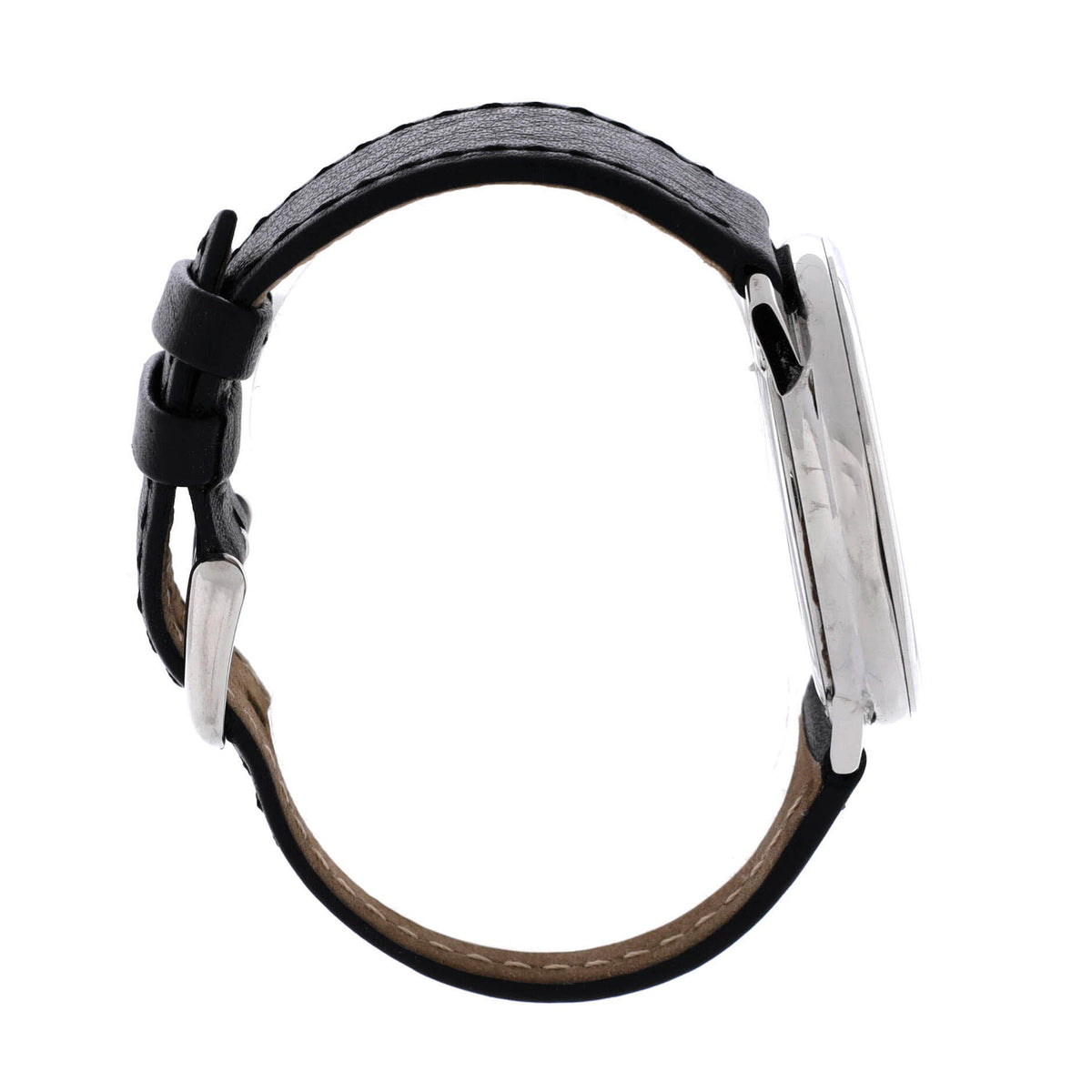 Run Away Round Quartz Watch Stainless Steel and Leather with Diamond Dial 36
