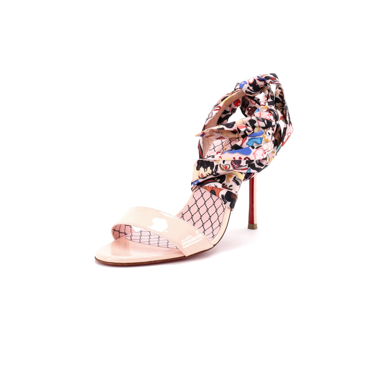 Women's Fetish du Desert Heeled Sandals Patent and Printed Fabric 100