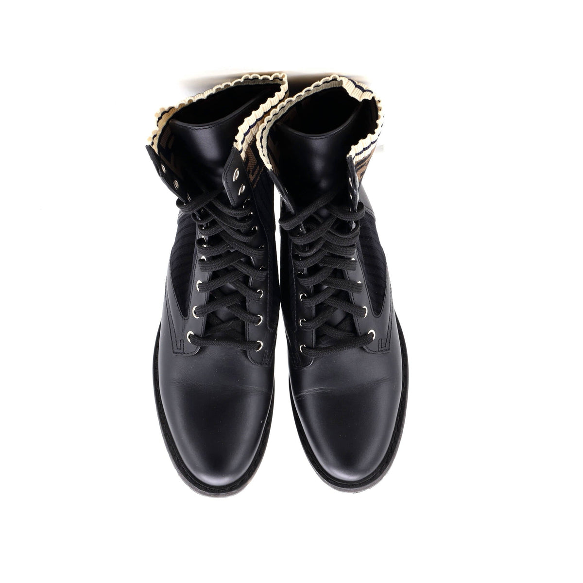 Women's Rockoko Combat Boots Leather with Knit Stretch Fabric and Zucca Trim