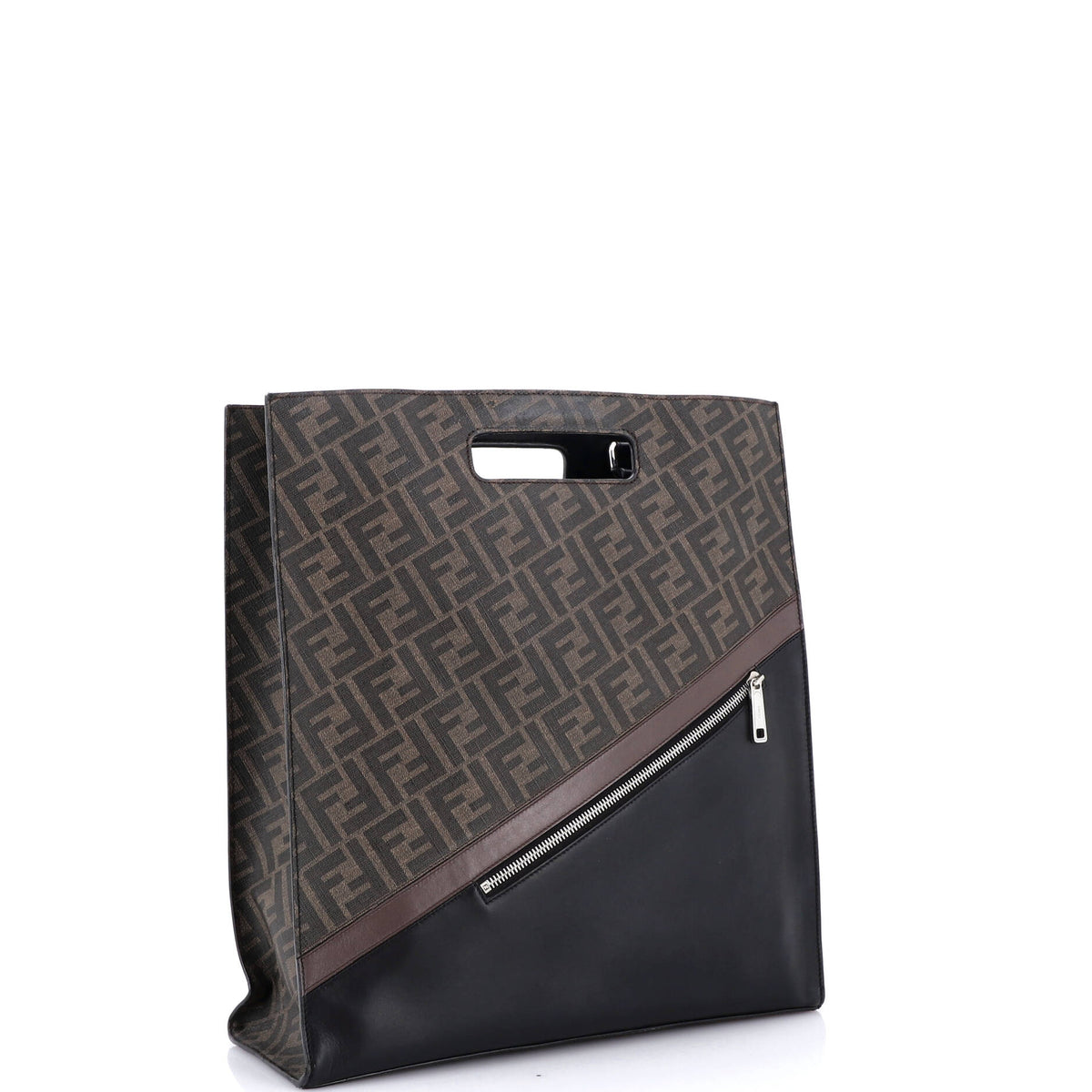 Forever Fendi Shopping Tote Zucca Coated Canvas and Leather Tall