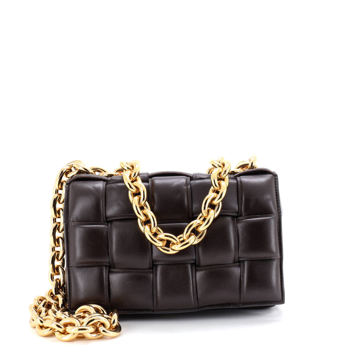 Cassette Chain Crossbody Bag Padded Maxi Intrecciato Leather