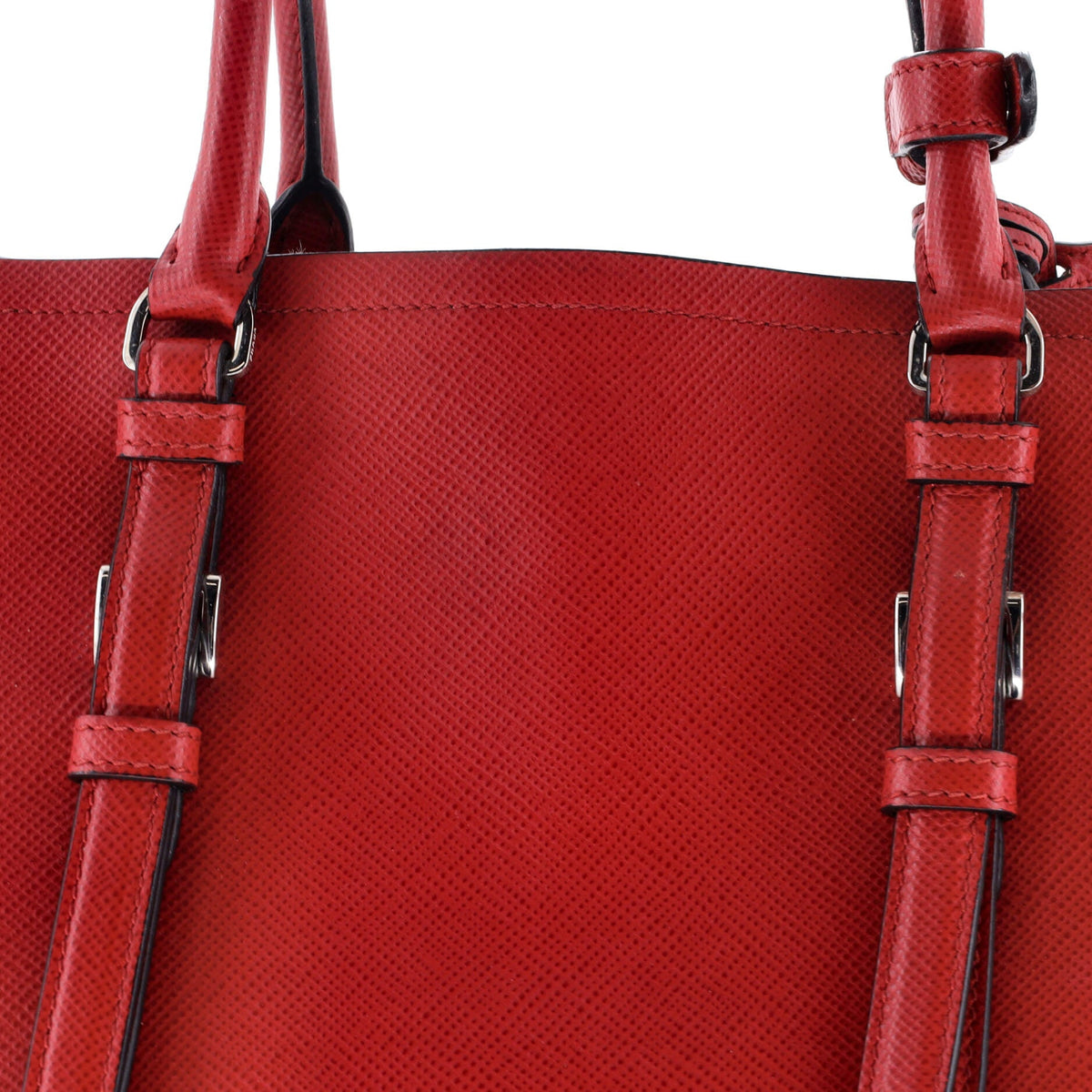 Belted Strap Cuir Double Tote Saffiano Leather Small