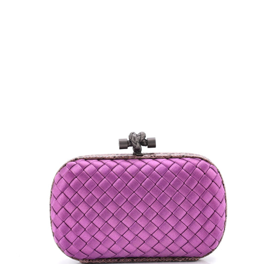 Box Knot Clutch Intrecciato Satin Small