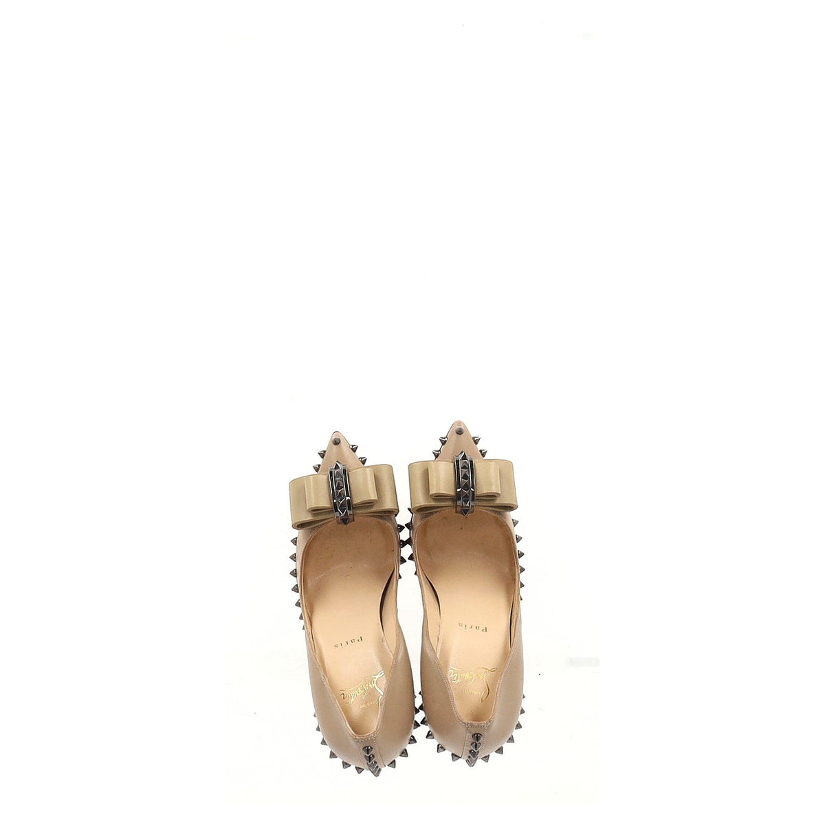 Christian Louboutin Lucifer 120 Spiked Pumps in Nude Leather