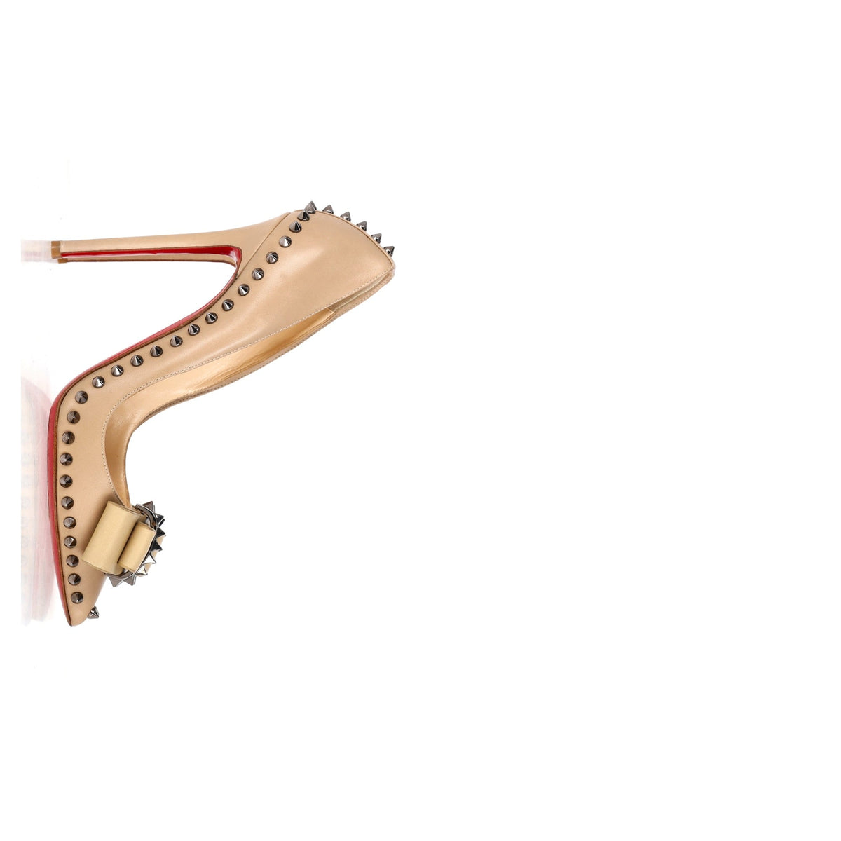 Christian Louboutin Lucifer 120 Spiked Pumps in Nude Leather