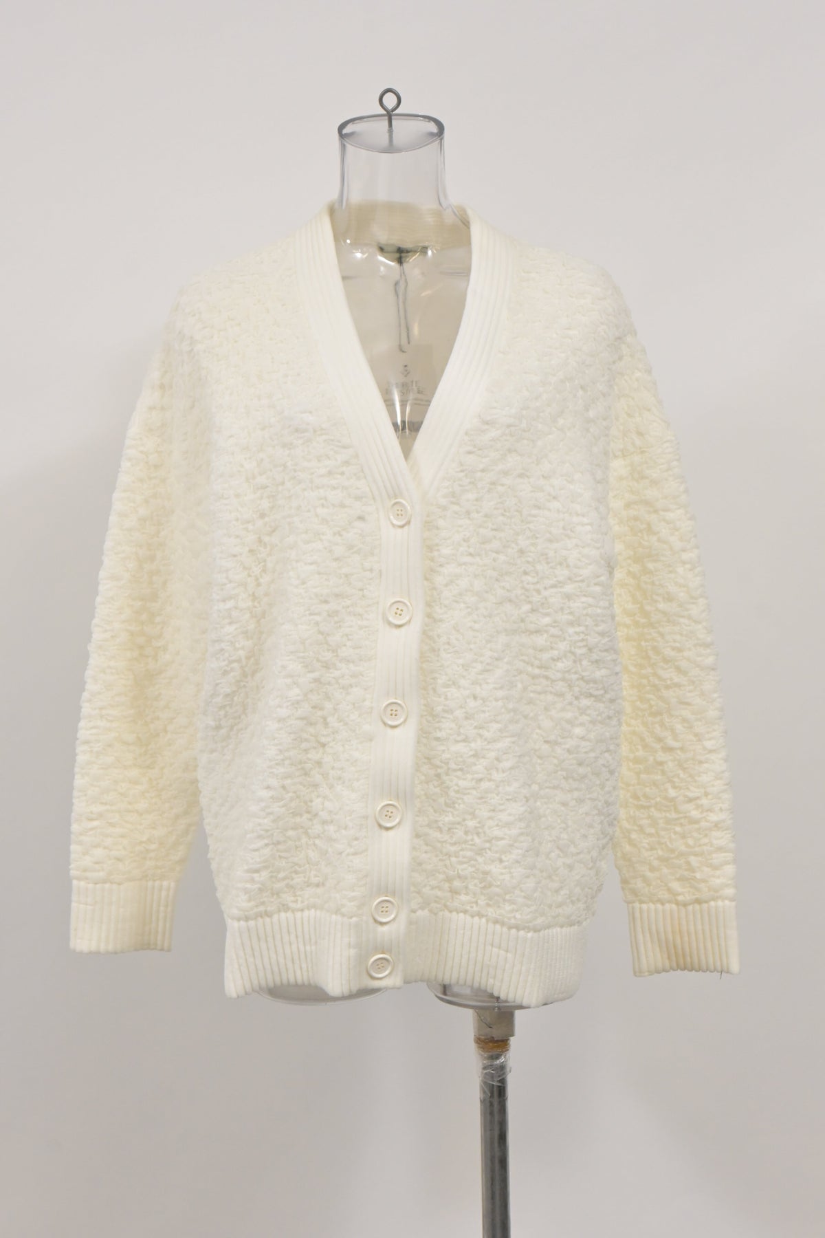 Fendi Textured Button-Down Cardigan in Cream Wool