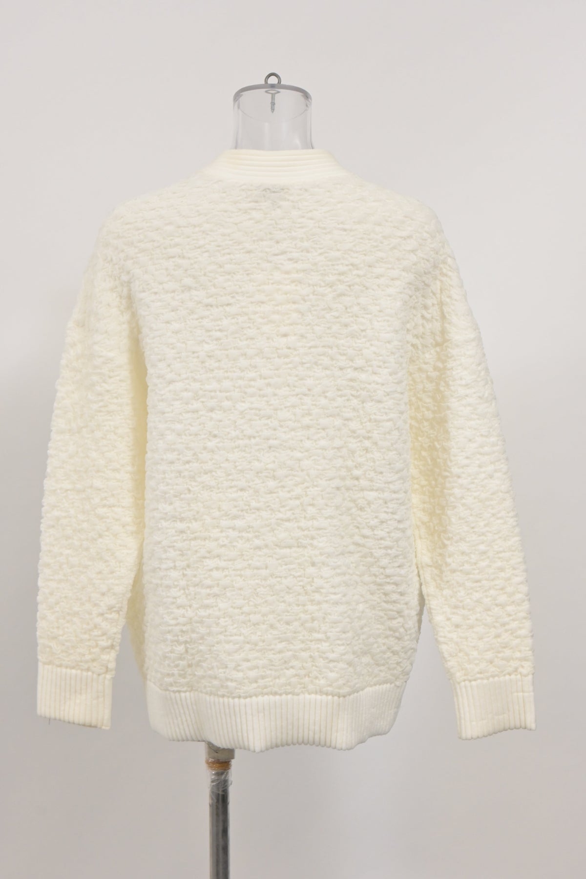 Fendi Textured Button-Down Cardigan in Cream Wool