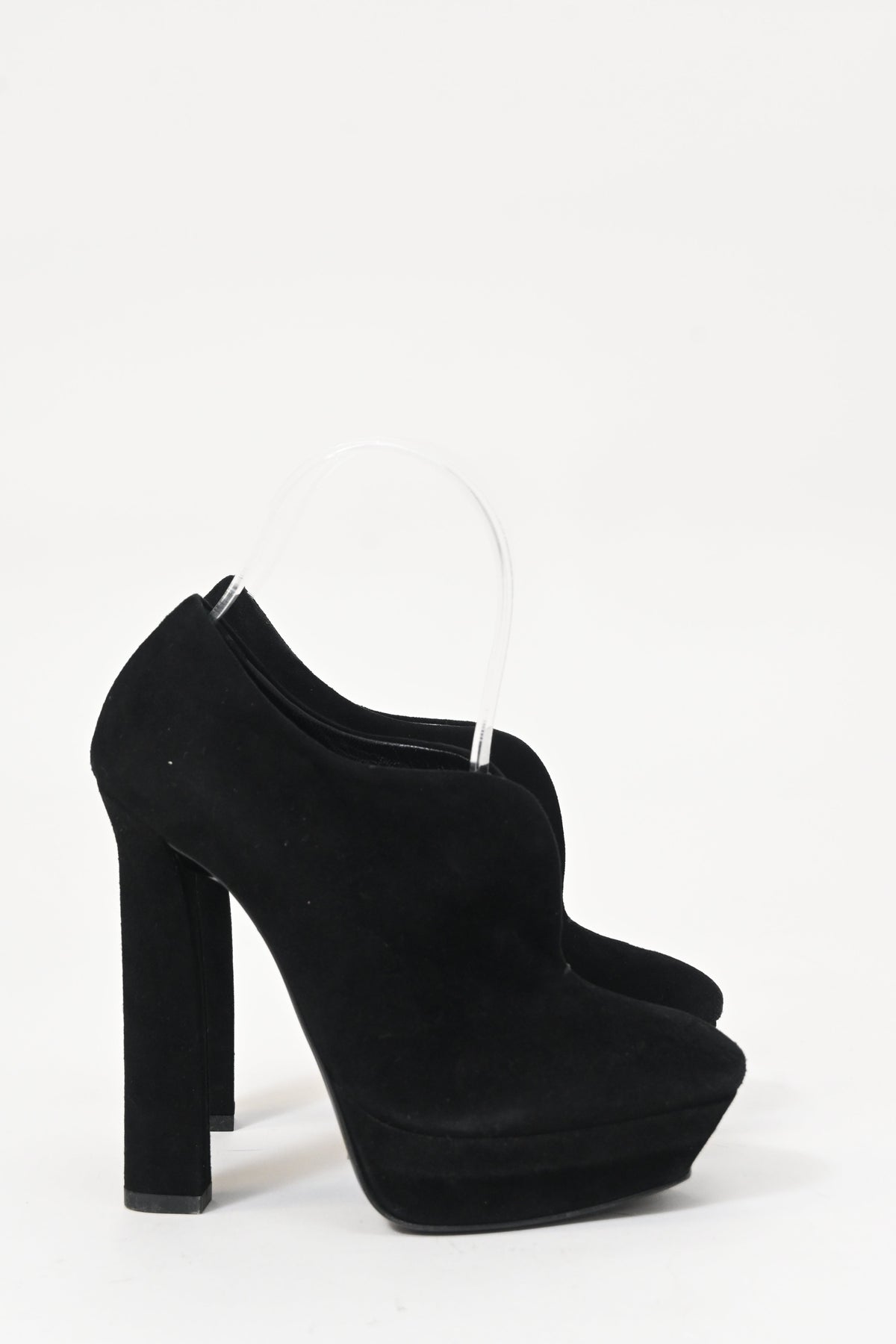 Bottega Veneta Open Platform Ankle Boots in Black Suede