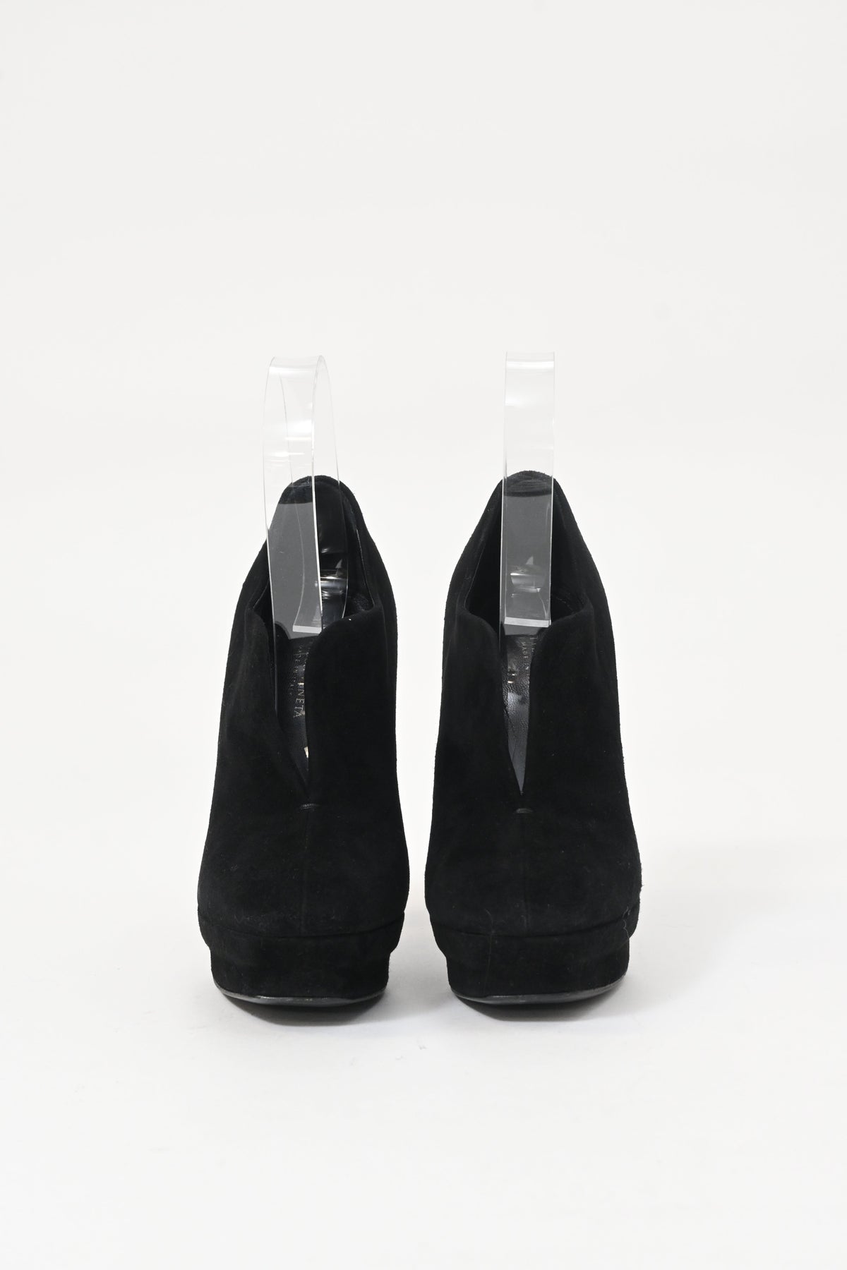Bottega Veneta Open Platform Ankle Boots in Black Suede