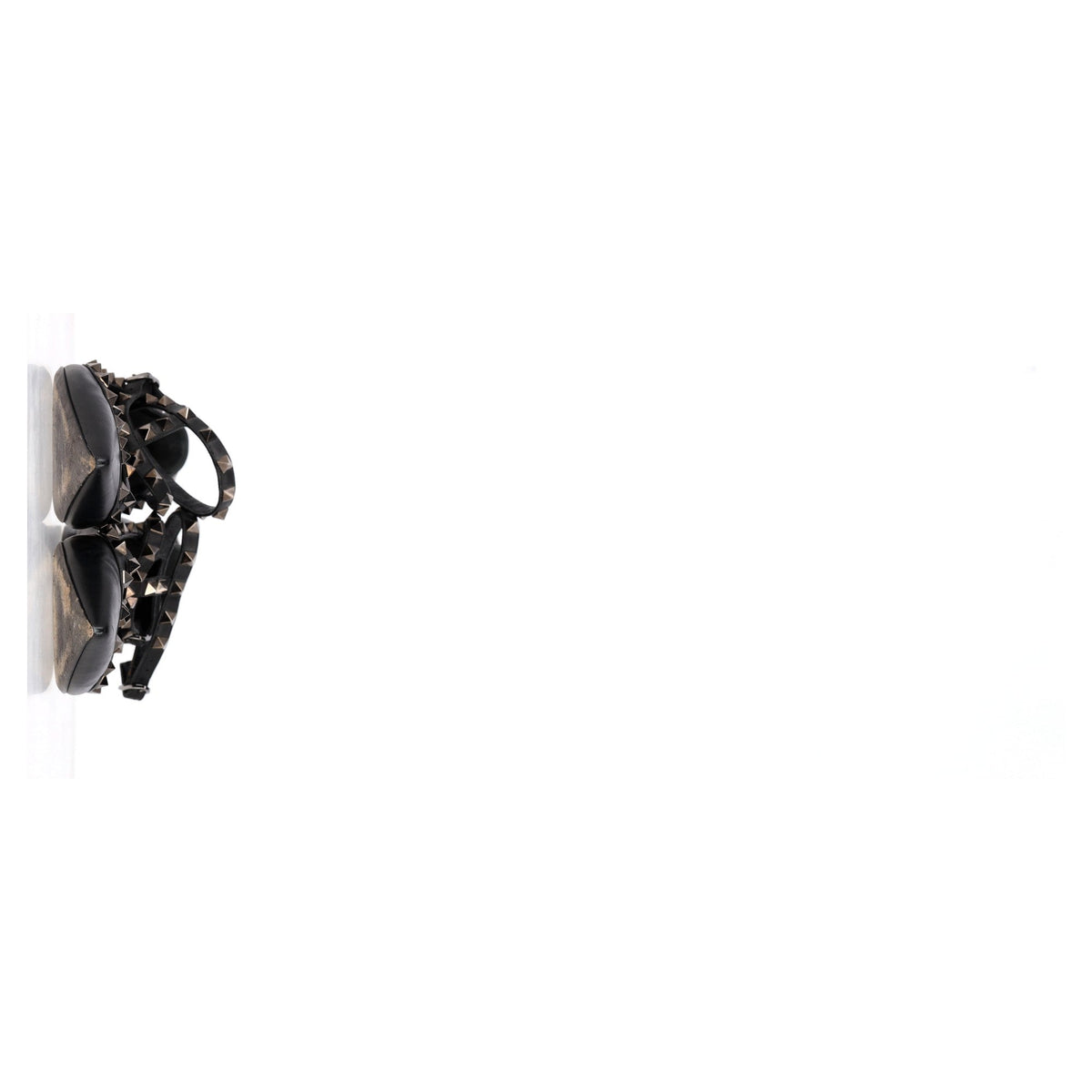 Valentino Garavani Rockstud Caged Strap Ballet Flats in Black Leather