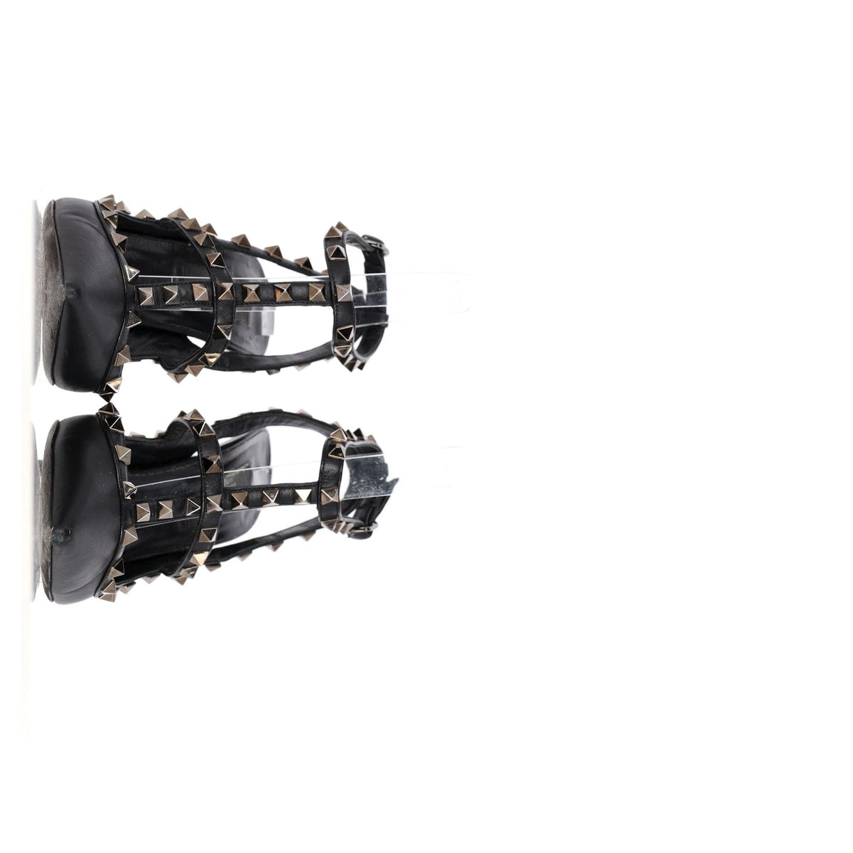 Valentino Garavani Rockstud 100 Caged Pumps in Black Calfskin Leather