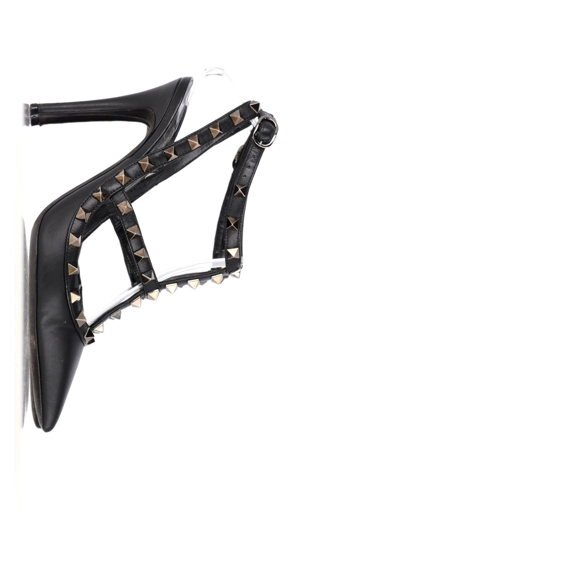 Valentino Garavani Rockstud 100 Caged Pumps in Black Calfskin Leather