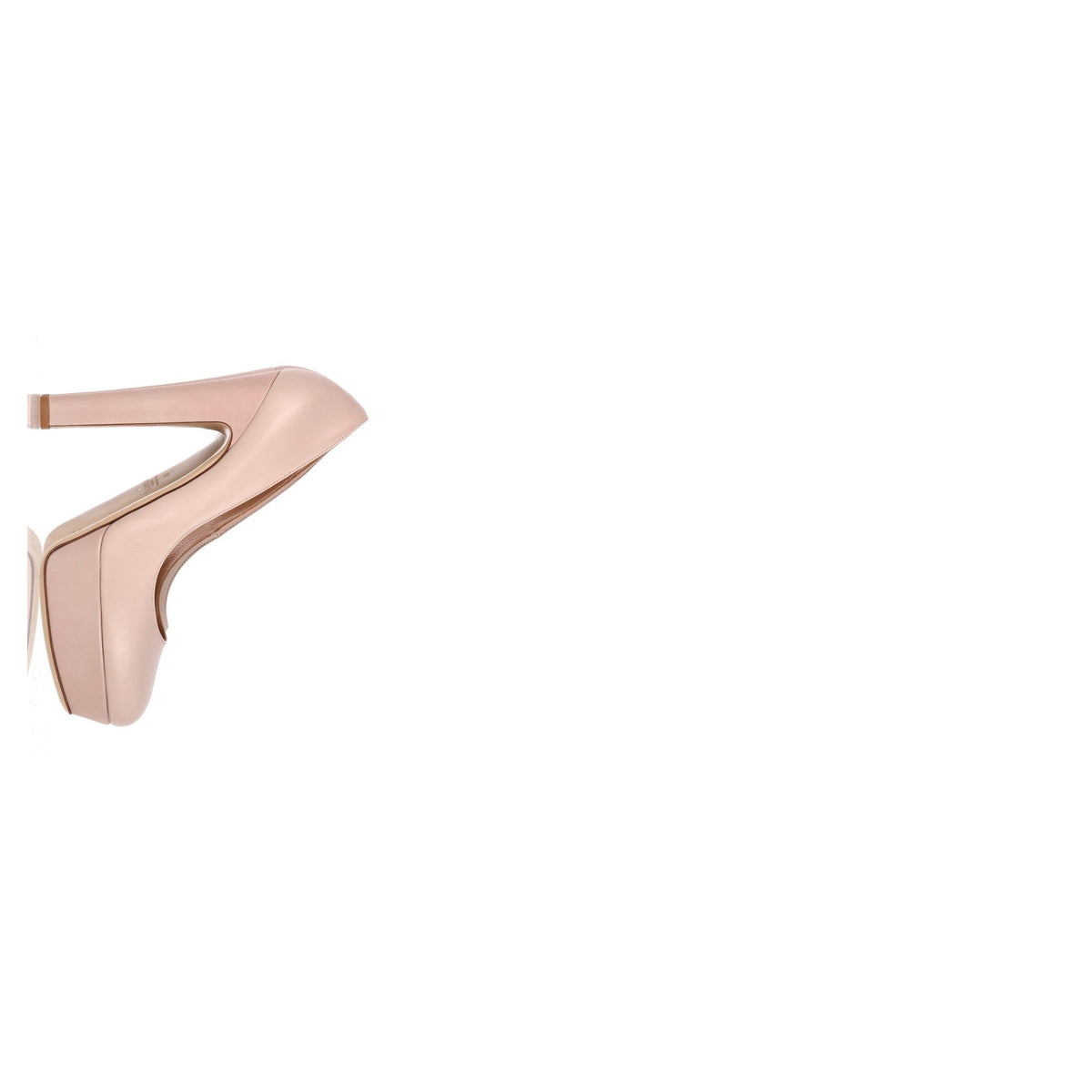 Valentino Garavani Round-Toe Platform High-Heeled Pumps in Nude Pink Leather