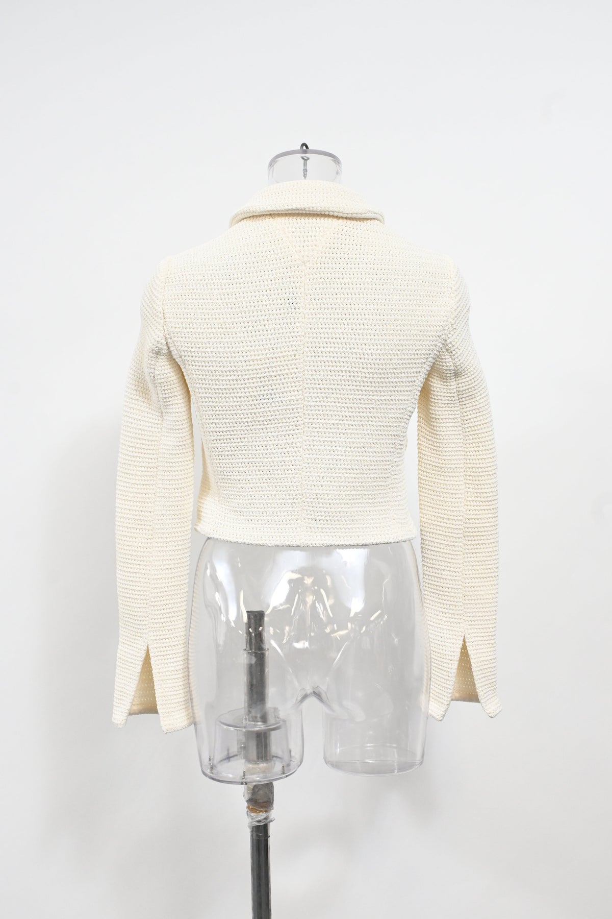 Bottega Veneta Salon 01 Knitted Button-Down Jacket in Cream Cotton