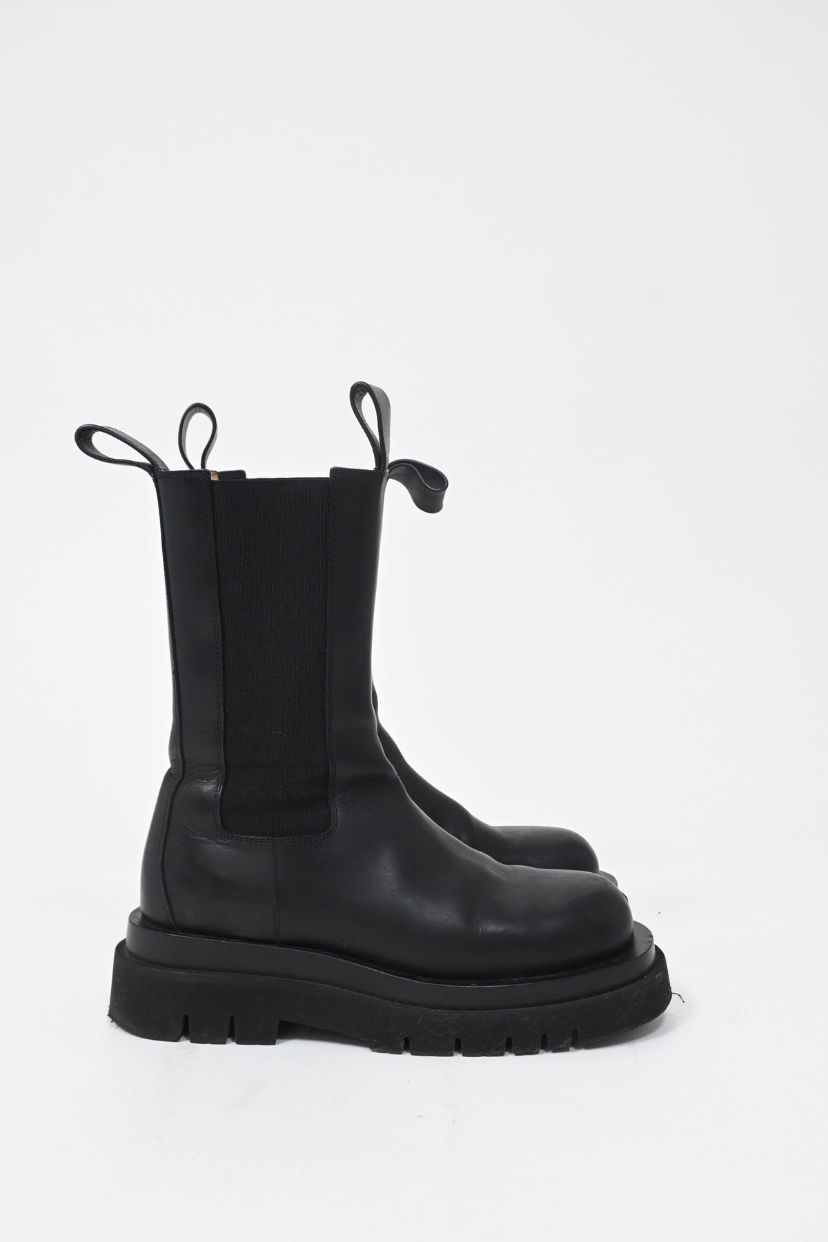 Bottega Veneta Lug Boots in Black Leather