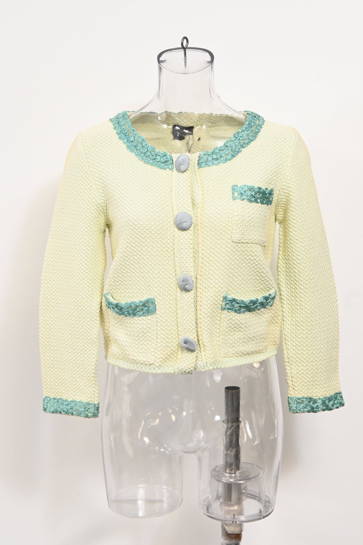 Fendi Knitted Embellished-Buttons Cardigan in Yellow Cotton