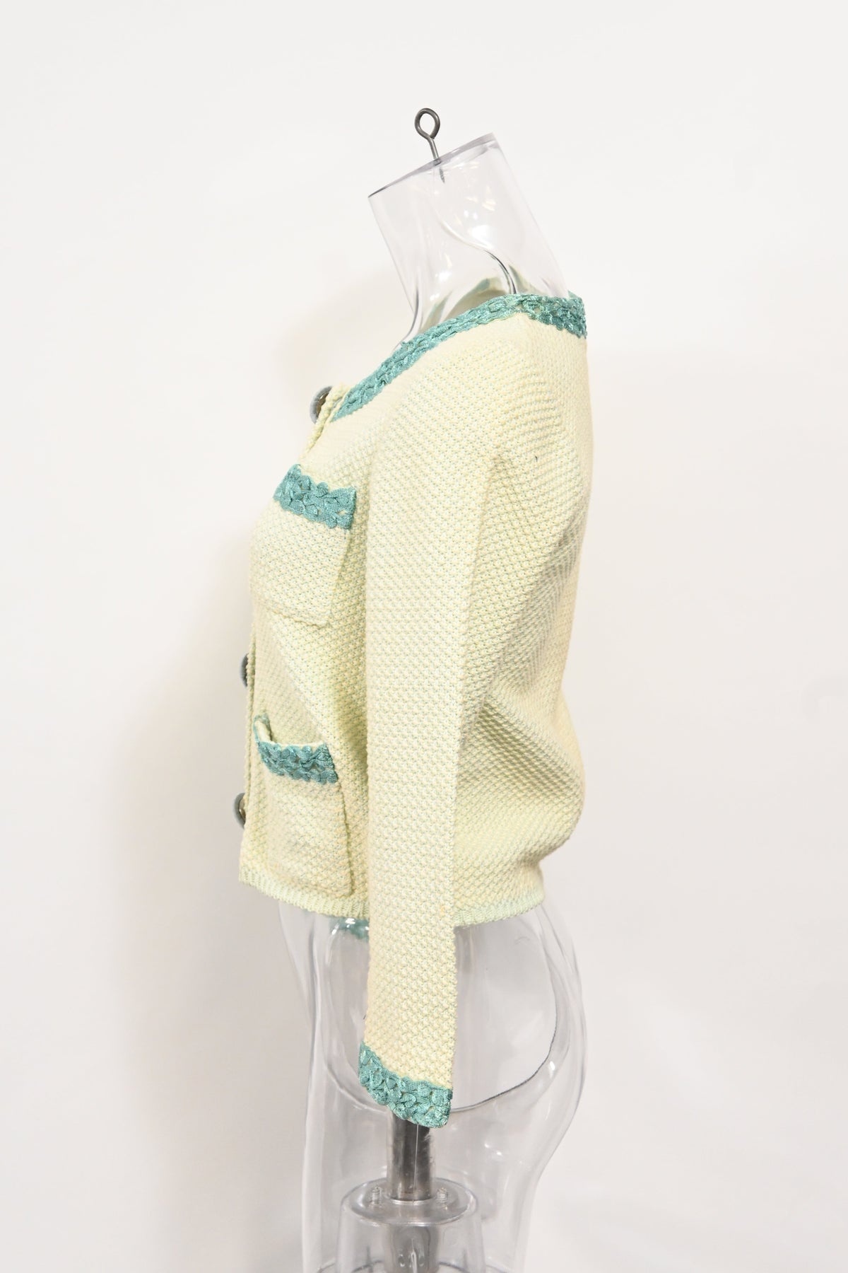 Fendi Knitted Embellished-Buttons Cardigan in Yellow Cotton