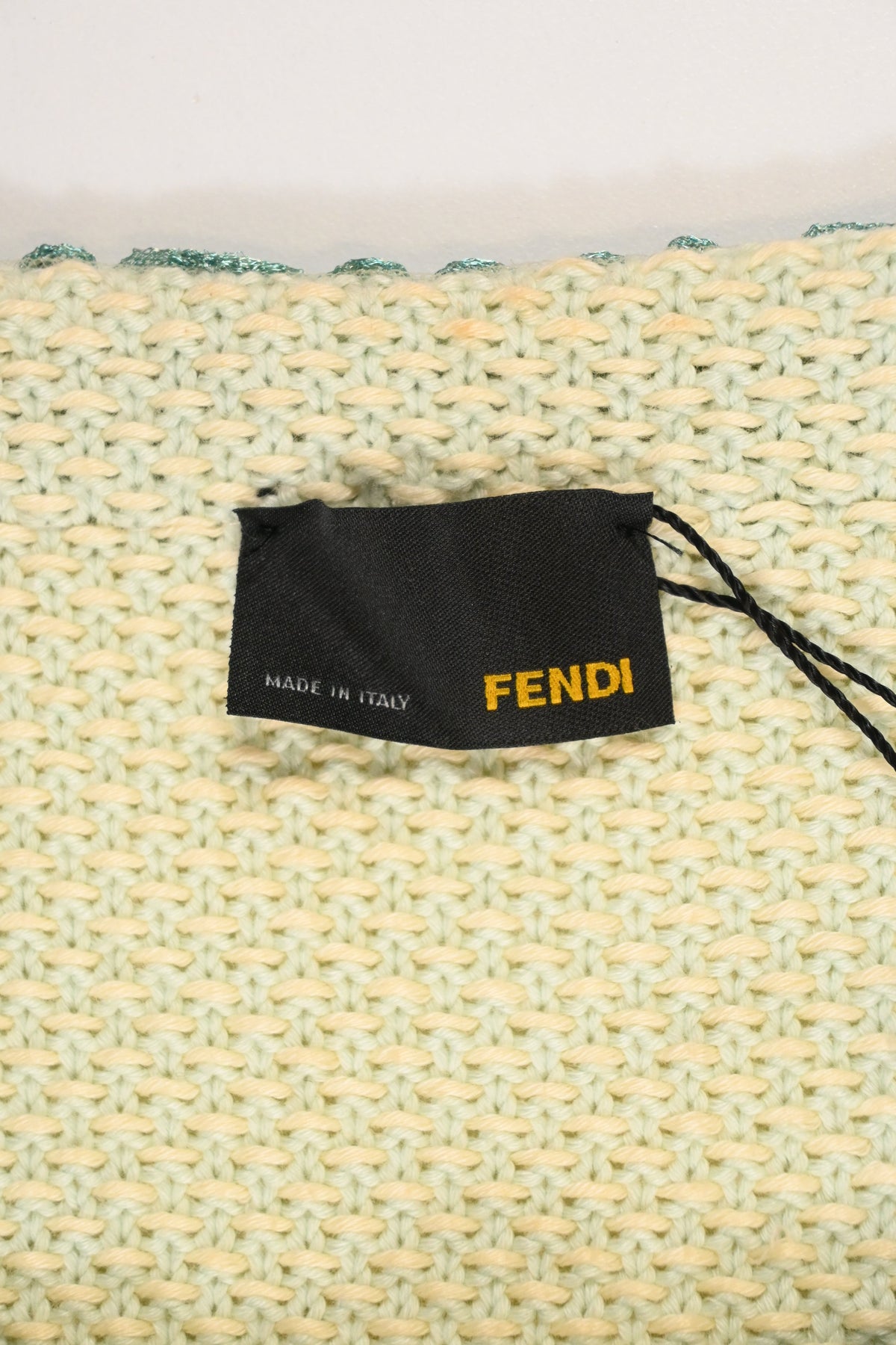 Fendi Knitted Embellished-Buttons Cardigan in Yellow Cotton