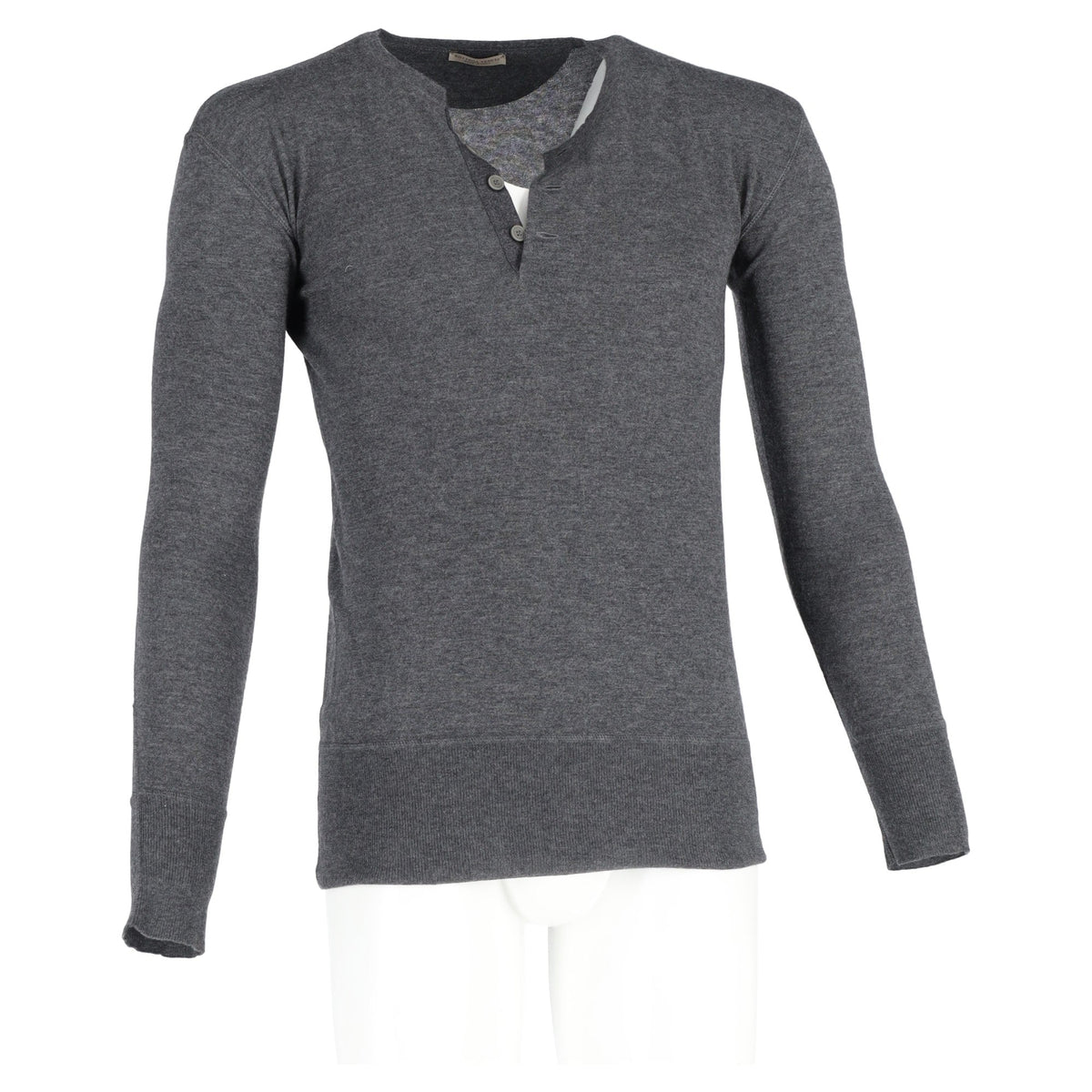 Bottega Veneta Half-Buttoned Sweater in Grey Wool