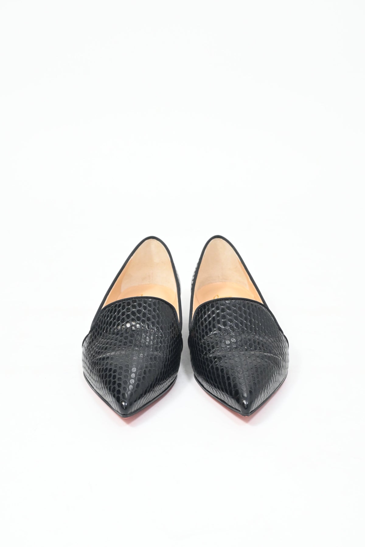 Christian Louboutin Kashasha Lizard Embossed Ballet Flats in Black Calf Leather