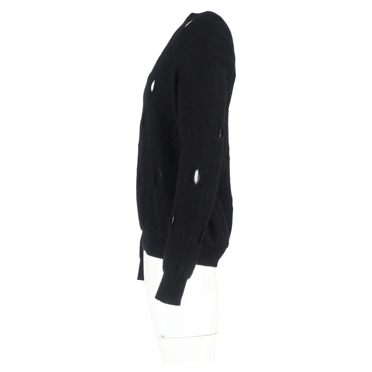 Bottega Veneta Distressed V-Neck Sweater in Black Wool