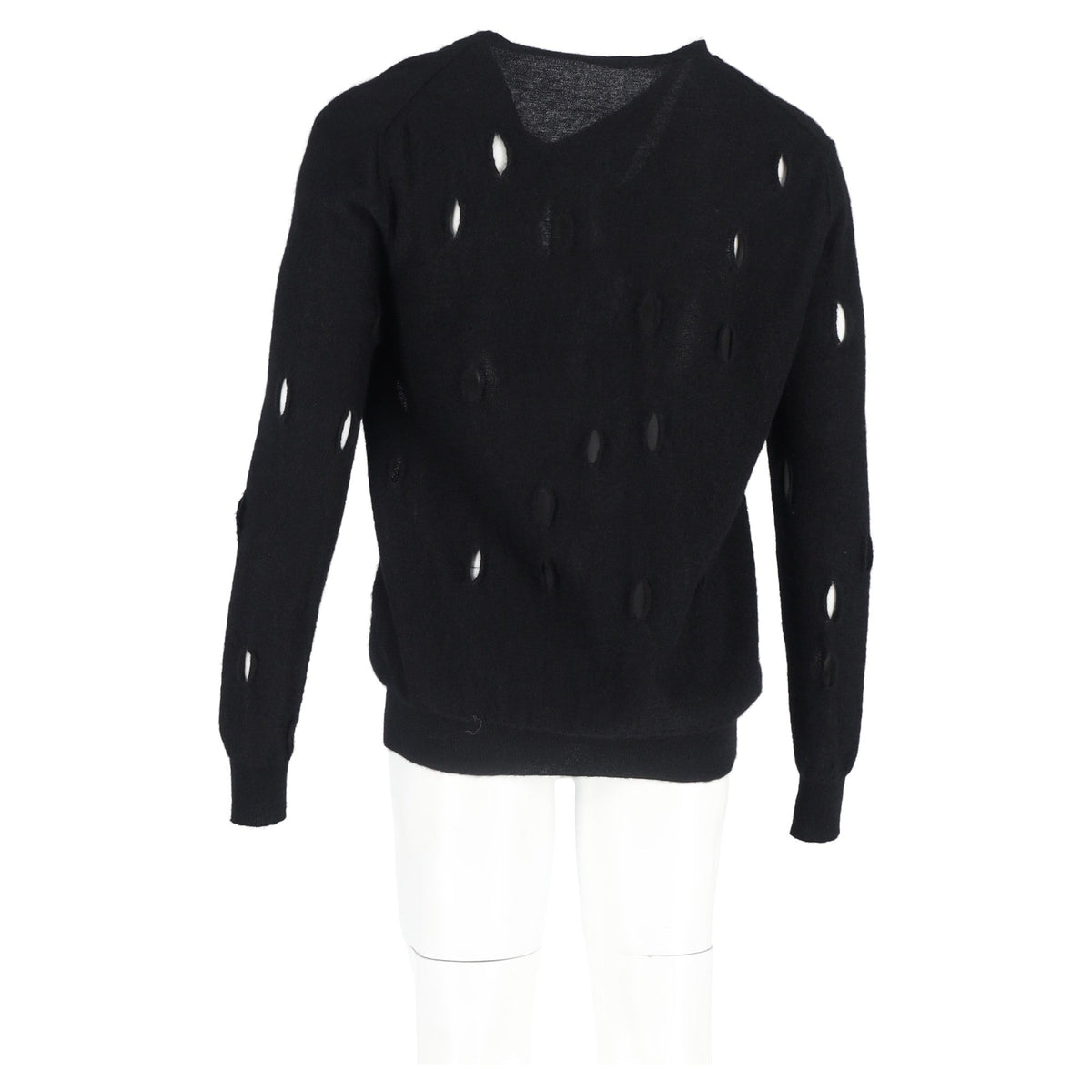 Bottega Veneta Distressed V-Neck Sweater in Black Wool