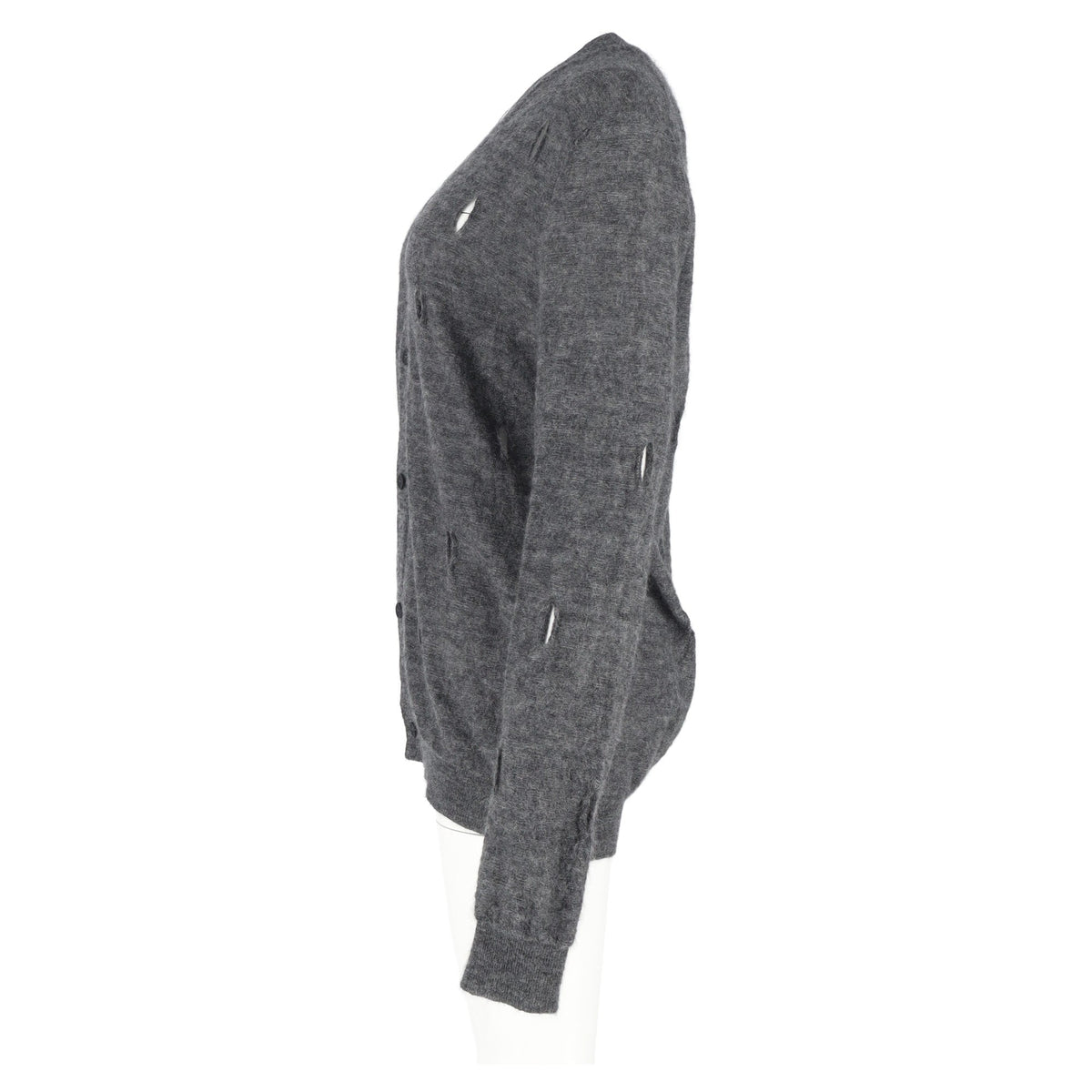 Bottega Veneta Distressed Cardigan in Grey Wool