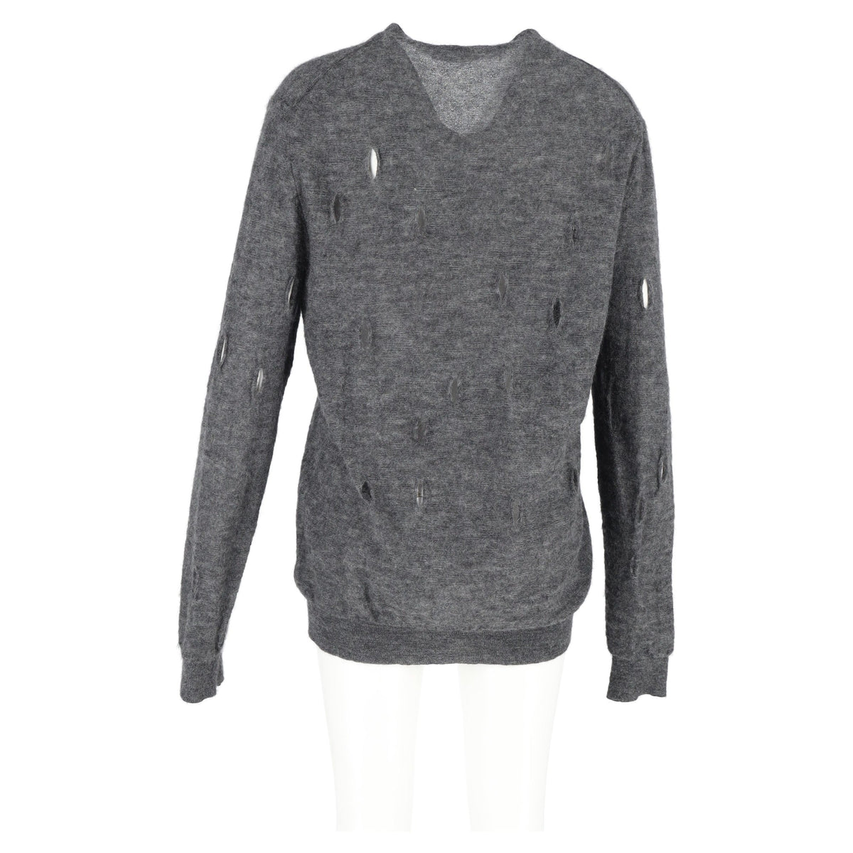 Bottega Veneta Distressed Cardigan in Grey Wool