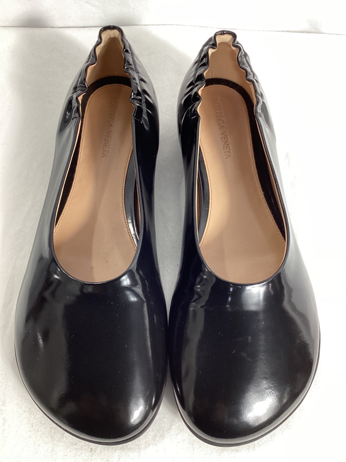 Bottega Veneta Atomic Polished Ballerina Flats in Black Lamb Leather