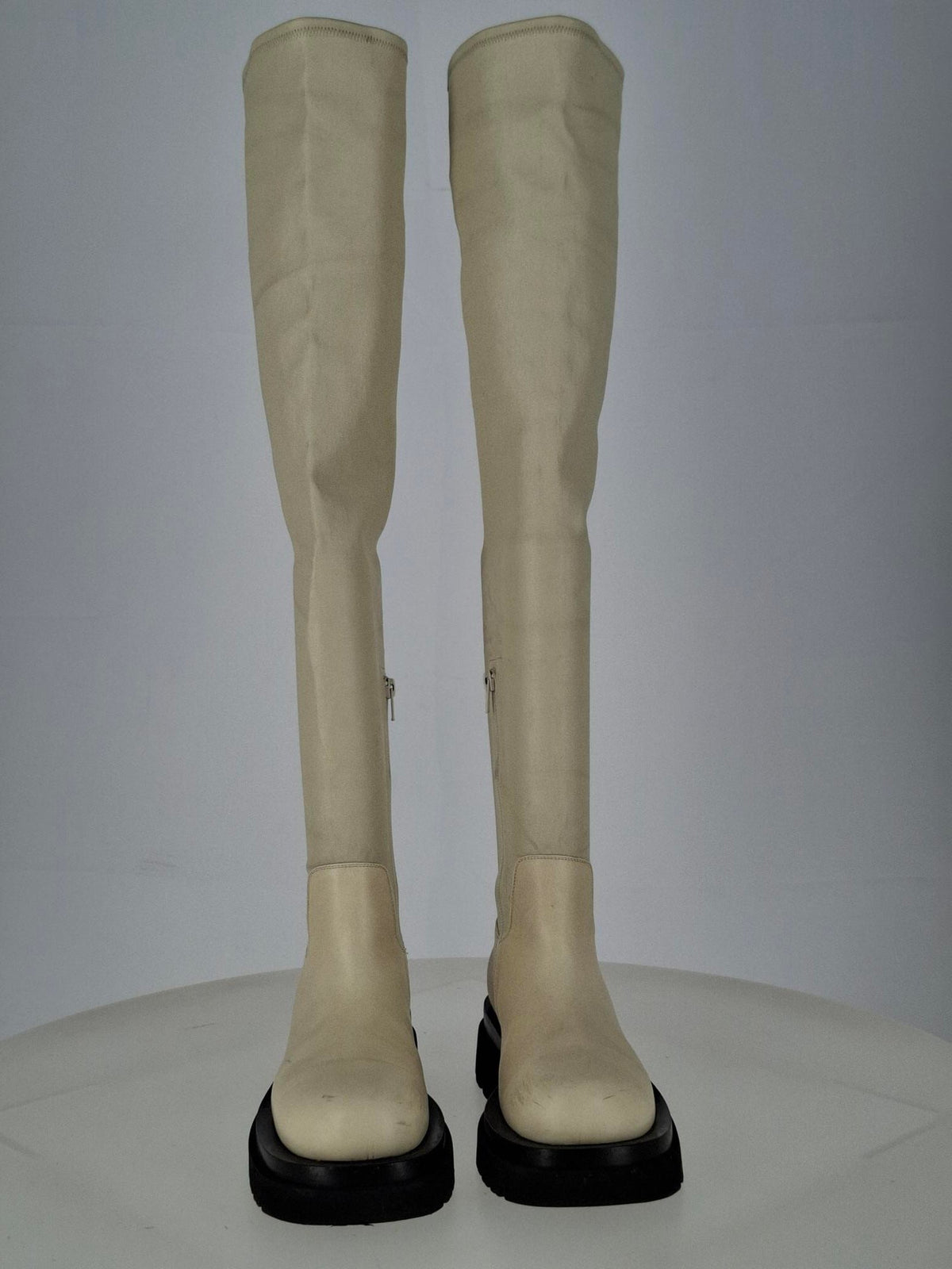 Bottega Veneta The Lug Over-The-Knee Boots in Ivory Leather