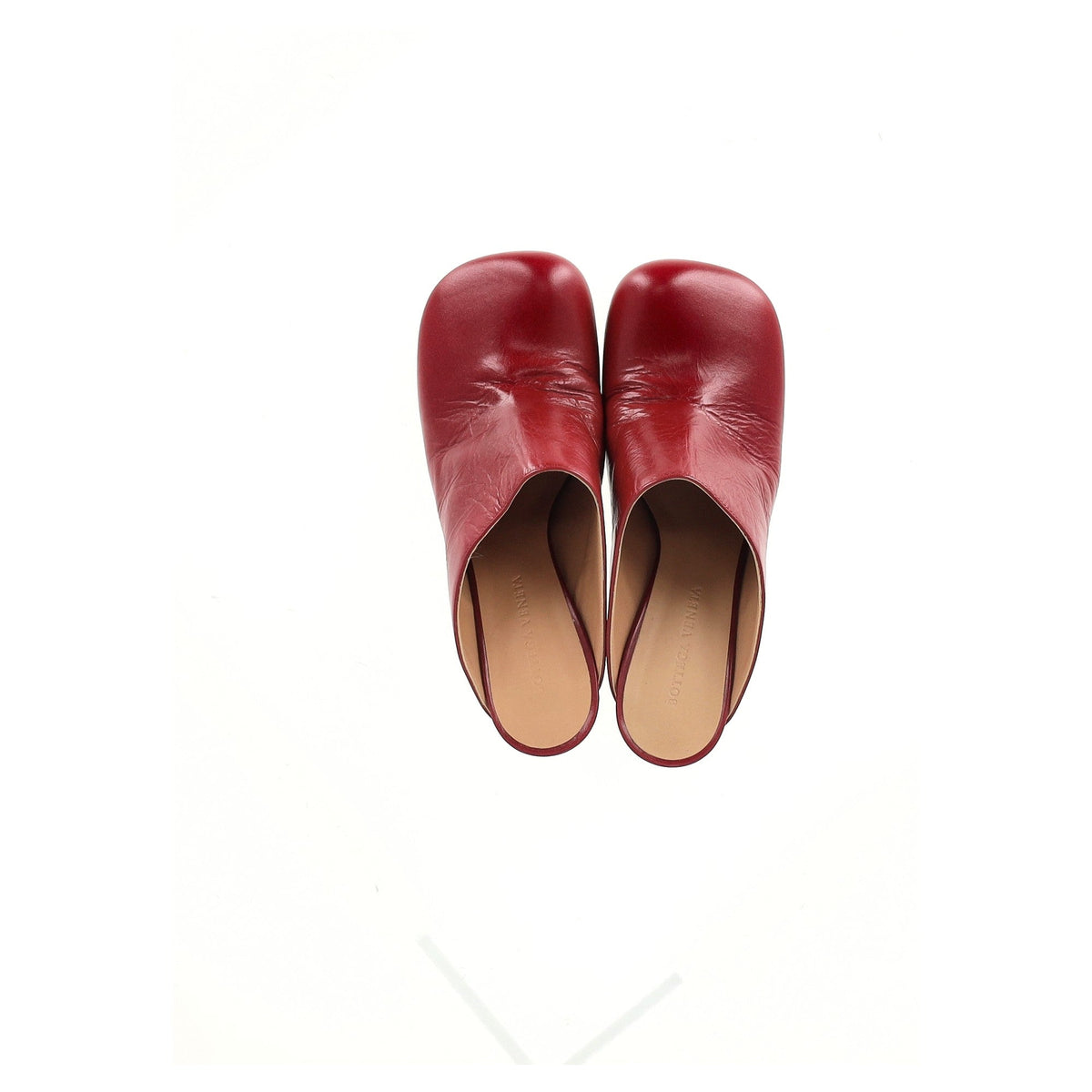 Bottega Veneta Round Toe Mule Heels in Red Leather
