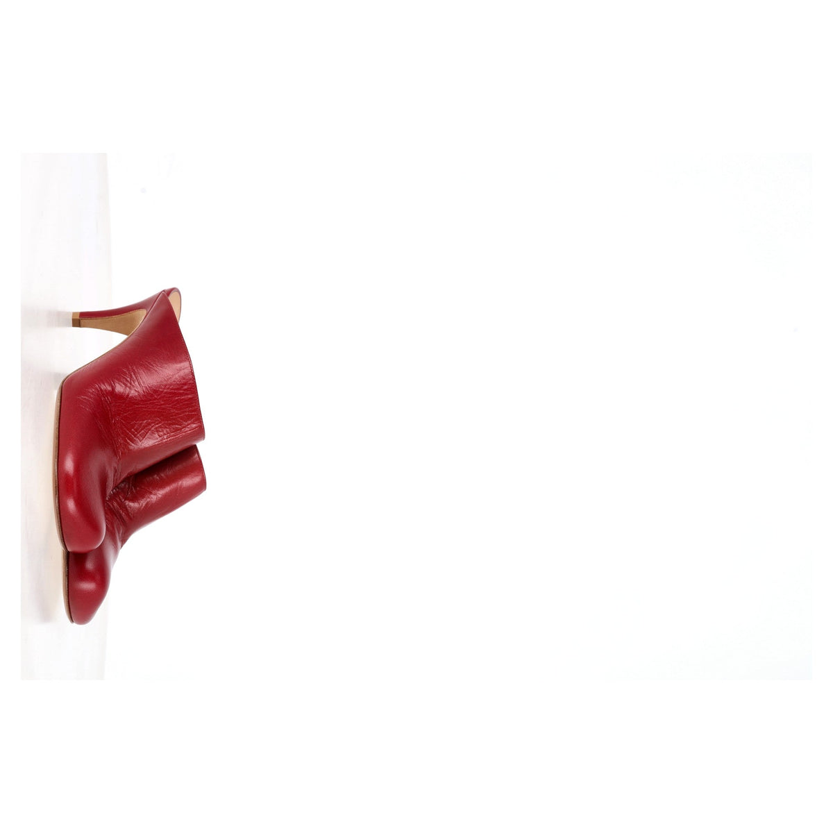 Bottega Veneta Round Toe Mule Heels in Red Leather